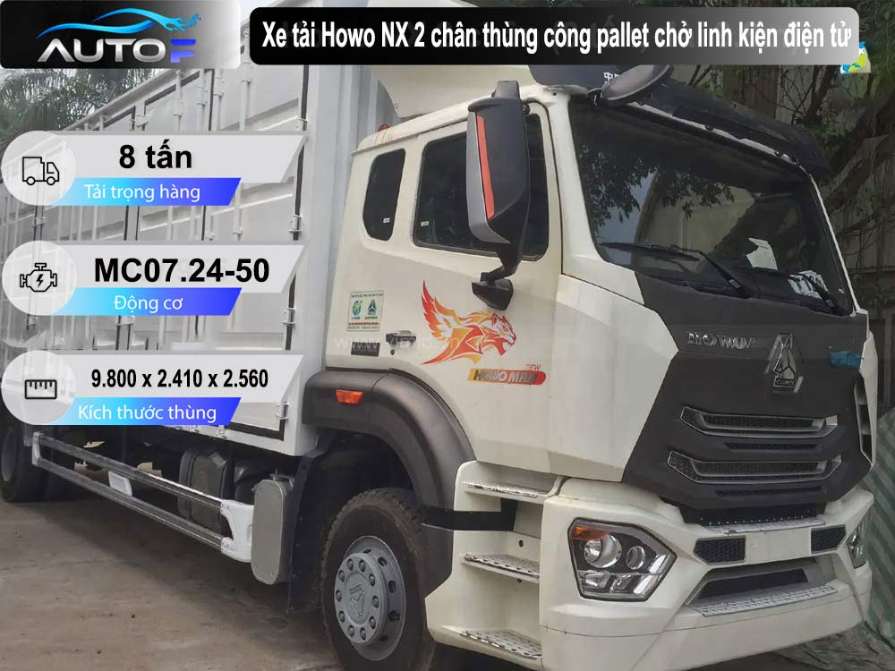 Xe tải Howo NX 2 chân thùng công pallet chở linh kiện điện tử